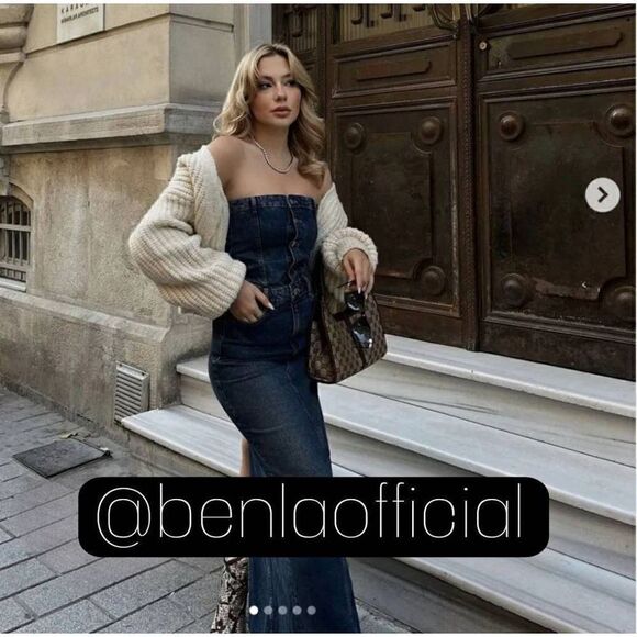 Zara RARE TRF DENIM DRESS NAVY BLUE - Picture 2 of 13